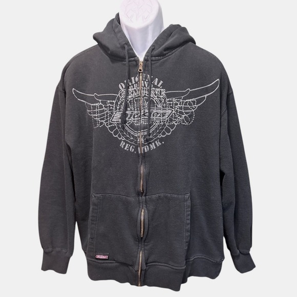 Dickies Other - Vintage Dickies Black Full-Zip Graphic Hoodie, XL (46-48), Y2K Grunge Streetwear
